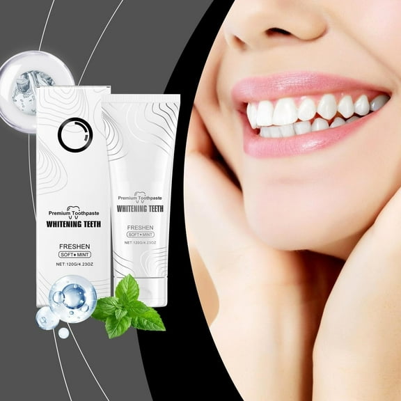 Premium Whitening Toothpaste, Refresh Mint Flavor, Peroxide-Free Formula for Sensitive Teeth, Natural Stain Removal