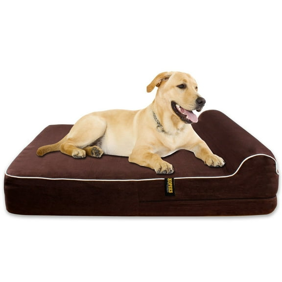 Orthopedic Dog Bed With Pillow Memory Foam Waterproof JUMBO Extra Large - Brown