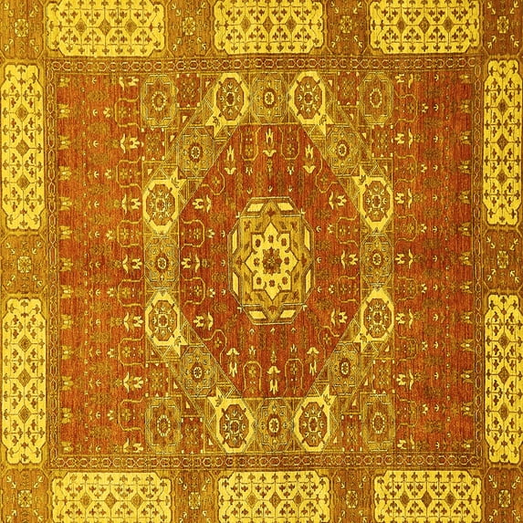 Ahgly Company Indoor Square Abstract Yellow Modern Area Rugs, 4' Square