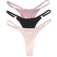 thumbnail image 3 of Tanga Sexy de algodón para mujer, bragas de cintura baja, ropa interior lisa a rayas, lencería íntima cómoda, 3 piezas, 3 of 5
