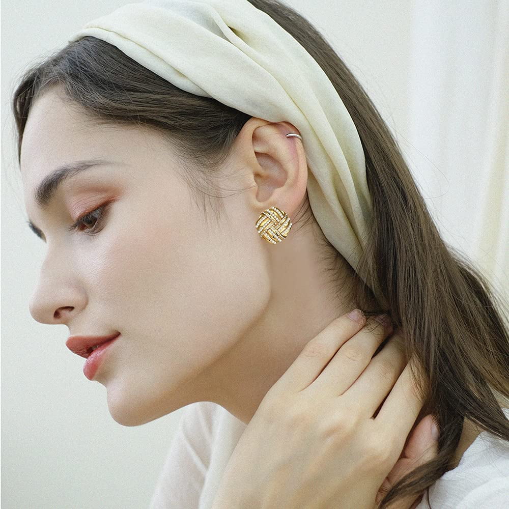 Gold clip on earrings clearance