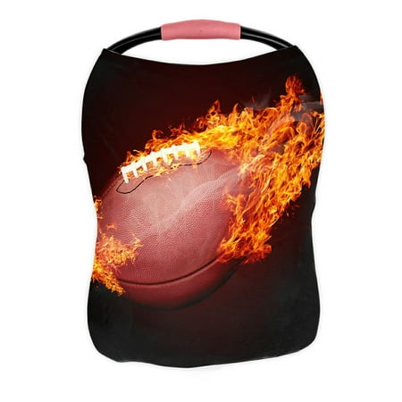 ABPHQTO American Football Ball In Fire Nursing Cover Baby Breastfeeding Infant Feeding Cover Baby Car Seat Cover Infant Stroller Cover Carseat Canopy