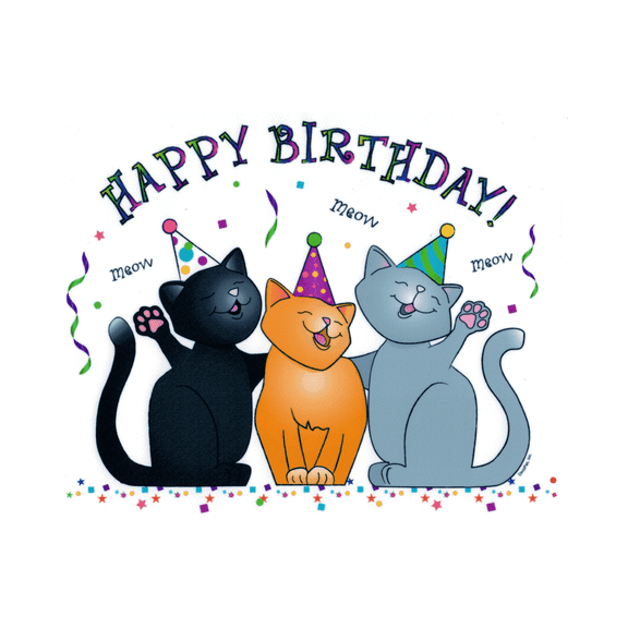 TNCT's Cats "Happy Birthday" Edible Icing Image Cake Topper-1/4 Sheet or Larger