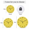 thumbnail image 6 of Wall Clock Yellow Linen Texture Clocks PVC Silent Non-Ticking Battery Operated Decorative Farmhouse Solid Color Round Clock for Home Living Room Kitchen Bedroom Office School Wall Decor 10 Inch, 6 of 9