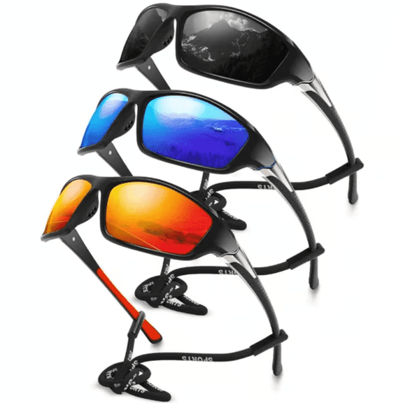 3 Pairs Polarized Outdoor Sports Sunglasses for Men Mens Sunglasses Windproof Riding Spectacles UV400 Fishing Eyewear Cycling Fishing Unisex Driving Glasses