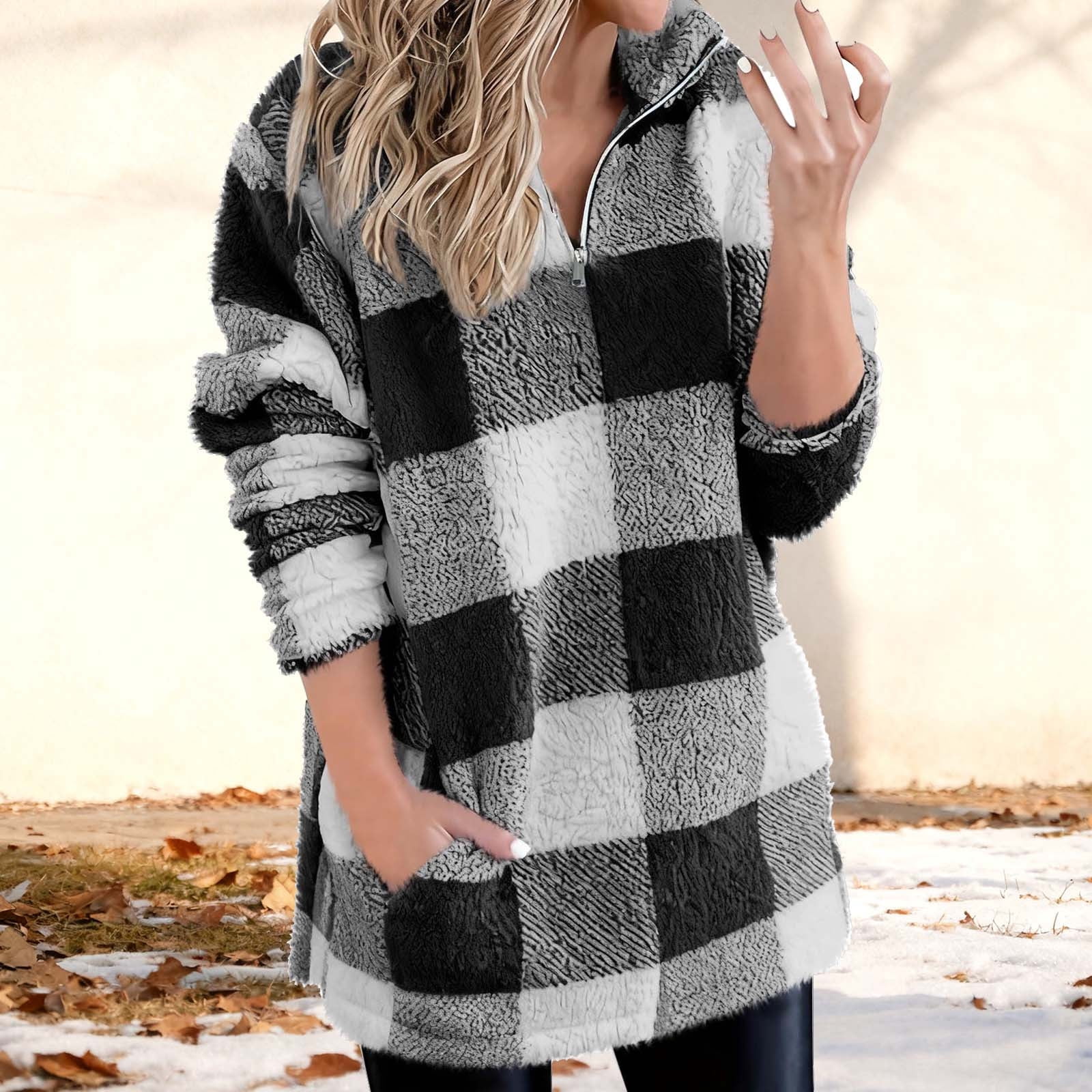Quarter Zip Pullover Women Oversized Stand Collar Fleece