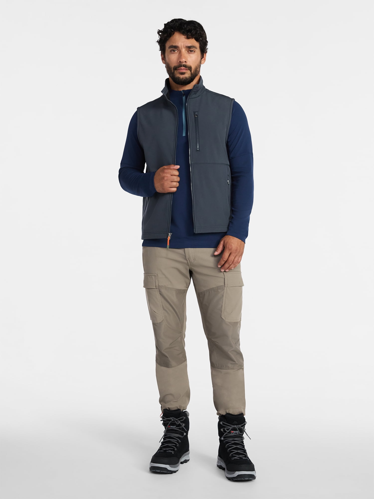 Ozark Trail Men's and Big Men's Textured Quarter Zip Pullover, Sizes S-3XL