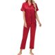 thumbnail image 5 of Conjunto de pijama Exemaba, top y pantalones de satén de manga corta para mujer, 5 of 6
