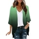 thumbnail image 1 of Tops de Manga Larga de las Mujeres Impresión Casual Blusa Suelta 3/4 Manga Tops de Manga Larga de las Mujeres Moda Cubrir el Cardigan, 1 of 5