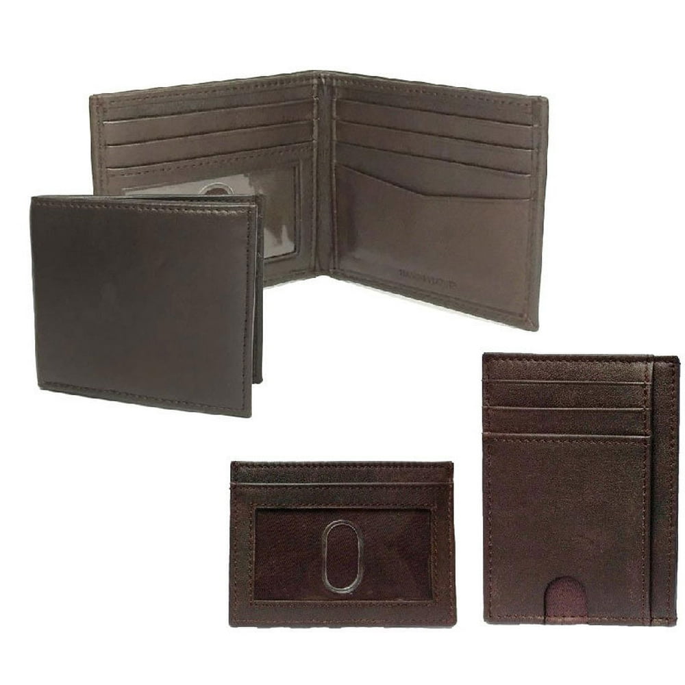 GEORGE - George Leather Slim Bifold Wallet and Card Case - Walmart.com ...