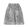 thumbnail image 5 of Sequin Mid Waist Mini Skirt Women Flared Skirt Glitter Sequin Sparkle Dress Fashion Dress, 5 of 6