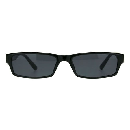SA106 Mens Hippie Pimp Narrow Rectangular Black Frame Sunglasses All Black