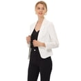 thumbnail image 1 of Chaqueta abierta de la chaqueta del traje de la cosecha del trabajo de la oficina del frente de las mujeres Blanco Sólido S, 1 of 5