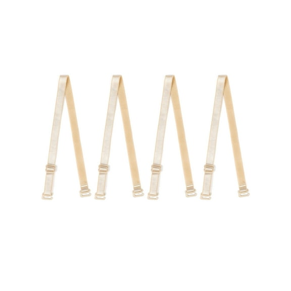 INSPIRE CHIC Women's 2 Pair 10/12/15/18/20mm Width Stretchable Shoulder Bra Straps Adjustable Elastic Straps Skin Color-Pure-10mm