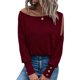 thumbnail image 1 of Top de túnica con hombros descubiertos para mujer, manga larga, cuello barco, botones de Color puro, puños, 1 of 5