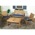 thumbnail image 4 of SAFAVIEH Ozark Outdoor Patio 4 Piece Conversation Set, Brown/Navy, 4 of 7