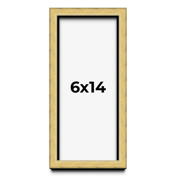 6x14 Shadow Box Frame Gold | 1.375 Inches Deep Real Wood Contemporary Shadowbox Display Frame | UV