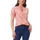 thumbnail image 1 of Blusa floral de manga corta con cuello atado y volantes para mujer INSPIRE CHIC, color rosa, talla S, 1 of 5