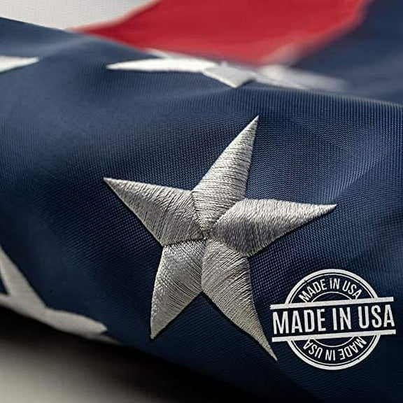 WowKingAmerican Flag 4"x6" Inch - Made in USA. American Flags Heavy Duty Spun 420D Polyester.Embroidered Stars Sewn Stripes Brass Grommets