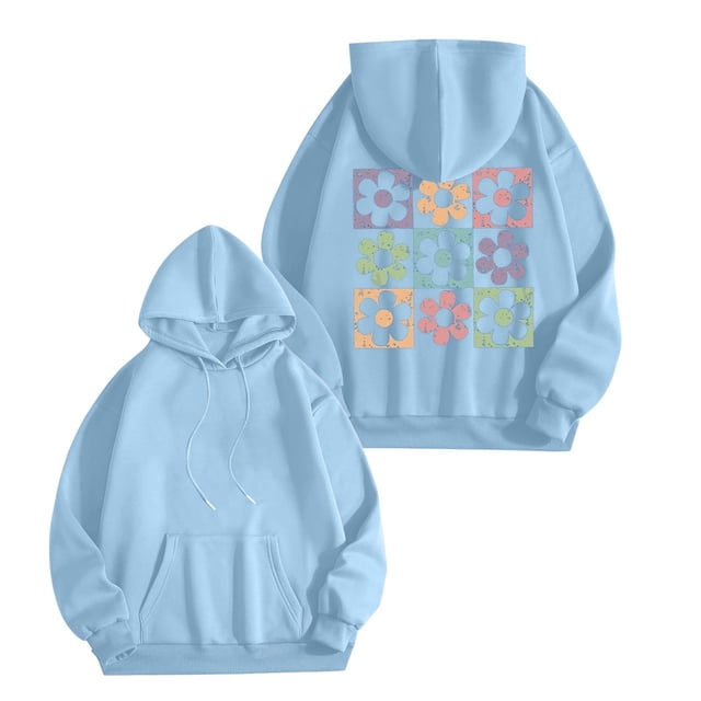 Chandail à Capuche Imprimé Floral pour Femmes Confortable Chandail Décontracté à la Mode Automne Hiver Design Lettre Doux Chaud Confortable