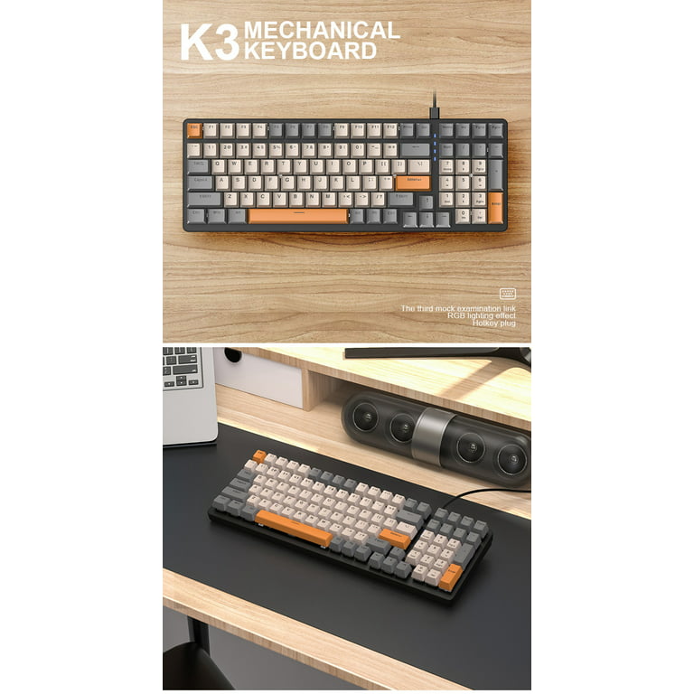 HXSJ K3 Mechanical Keyboard Ultra-Compact Mini 98 Keys Wired Type