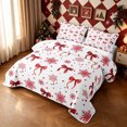 thumbnail image 3 of Erosebridal Red Bow Bed Spread Queen, Snowflake Ornament Queen Coverlet Set, White Red, 3 Pieces, 1 Quilt and 2 Pillowcases, 3 of 7