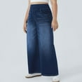 thumbnail image 6 of YDFCWXW Women's Plus Size Wide Leg Jeans Elastic High Waist Stretchy Denim Pants BU4, XXL, 6 of 9