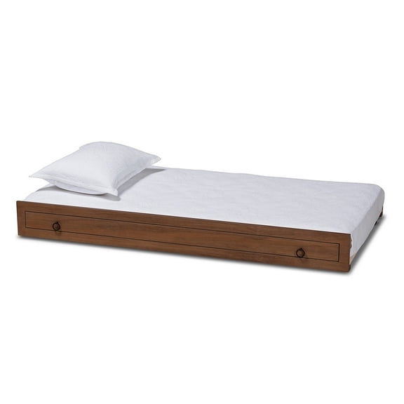 Baxton Studio Alya Classic Traditional Farmhouse Walnut Brown Finished Wood Twin Size Trundle