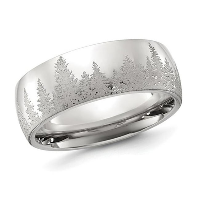 Bague Design Arbre en Acier Inoxydable Poli Découpé au Laser pour Hommes (8mm)