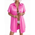 thumbnail image 2 of MOYIKO Swimsuit Coverup for Women Silk Stain Summer Tops Bathing Suit Cover Up Button Down Shirts Beach Outfits Dress, 2 of 7