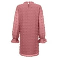 thumbnail image 4 of Women's Autumn Winter New Style Bubble Long Sleeve Lace Collar Dress, Beige Pink, Size XXL, 4 of 5