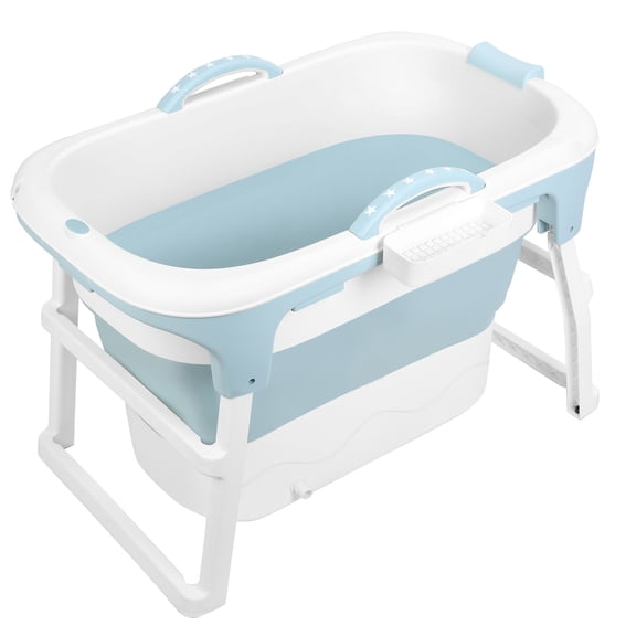 Skymirror 103cm/40.6 Inch Portable Folding Bathtub, Small Foldable Tub with Ergonomic Seat & Massage Roller, Large Collapsible Tub, Freestanding Surround Collapsible Tub, Effortless Foldable Bathtub