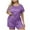 Purple(1), variant on Diufon Pajama Set Shorts for Women Plus Size Crewneck Short Sleeve Tops & Elastic Waist Shorts Homewear Sets