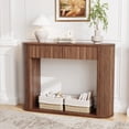 thumbnail image 3 of Wirrytor Mid-Century Modern Fluted Console Table with 2 Drawers, Narrow Entryway Table with Storage Shelf, Accent Sofa Table for Living Room, Walnut, 3 of 7