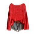 thumbnail image 1 of ManxiVoo Chandail Tricoté à Imprimé Floral Bohème pour Femme, Manches Longues, Col Ras du Cou, Blouse Artistique Décontractée, Haut d'Hiver, Taille TTTG, Rouge, 1 of 4
