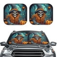 thumbnail image 2 of Yiaed Cartoon Pumpkin Skull Print Car Front Windshield Sun Shade,Foldable Anti-UV Car Sunshade for Front Window for Most Vehicles-Small, 2 of 5