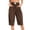 Coffee, variant on Womens Solid Lightweight Cropped Harem Capri Pants Elastic High Waist Decor Button Side Patch Pockets Loose Fit Pleated Front Casual Everyday Mid Length Trousers