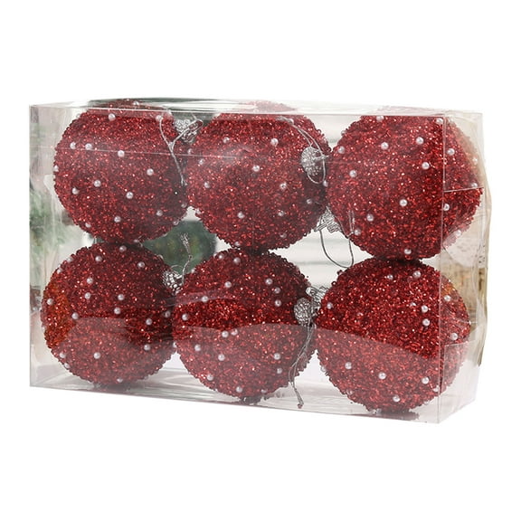 Twfbrm 6 Pcs Exquisite Christmas Ball Ornaments Shatterproof Christmas Tree Balls Glitter Sequin Foam Balls Xmas Hanging Balls Decorations for Home Decor Holiday Party Xmas Gift