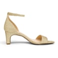 thumbnail image 2 of Dream Pairs Women's Square Toe Low Block Chunky Heel Sandals Open Toe Ankle Strap Dress Pump Shoes DHS214 GOLD Size 7, 2 of 5