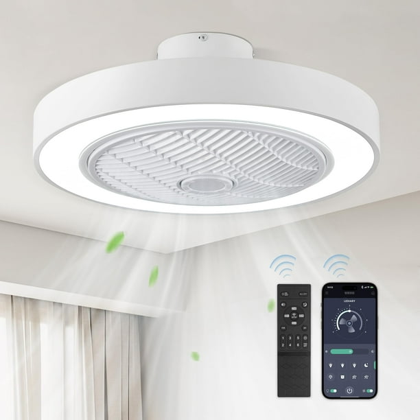 Ventilador de techo LEDIARY, 22 pulgadas, luz remota sin aspas, 6 velocidades