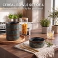 thumbnail image 2 of Vesteel Cereal Bowl for 4, 26oz Stoneware Soup Bowls with Textured Stripes, 4-Piece Ceramic Kitchen Bowls for Salad Fruit Pasta Soup, Dishwasher Safe & Microwave Safe, Blackish Green, 2 of 8