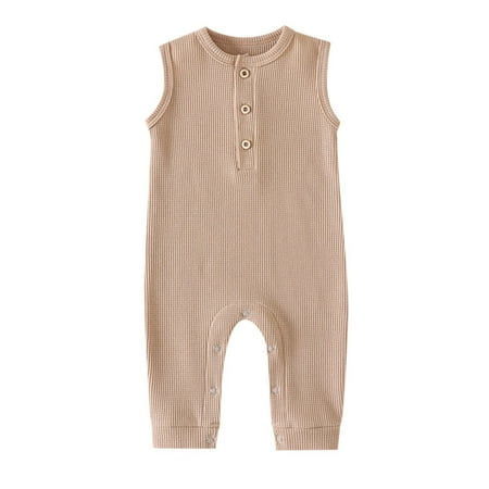 Children sPlace Bodysuits Boy Girl Sleeveless Romper Clothes Solid Unisex Knitted Jumpsuits Sleepwear