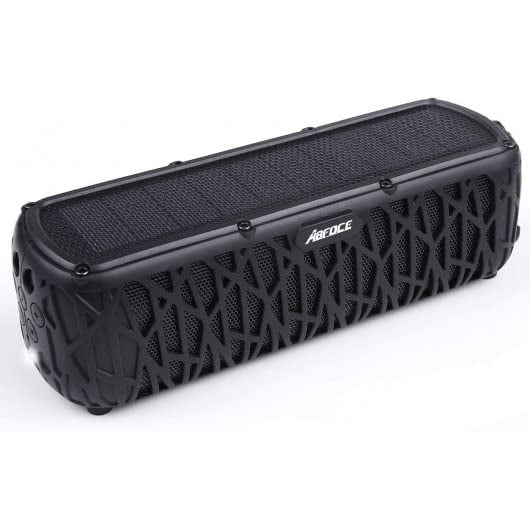 ABFOCE Altavoz Bluetooth solar, altavoz portátil para exteriores con banco de energía de 5000 mAh, tiempo de reproducción de 60 horas con micrófono, sonido estéreo, altavoz inalámbrico para el hogar,