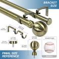 thumbnail image 3 of Urbanest Adjustable Double Curtain Rod Set Steel Ball Flat Button Finials – 1″ Front & 3/4 Back Rod With Antique Brass Rod, 84–120 Inches, 3 of 6