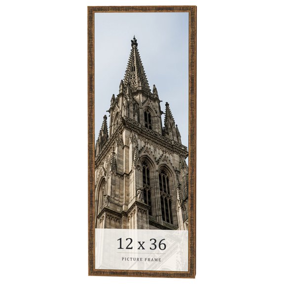 12x36 Frame Gold Kingsley Distressed Solid Wood Picture Frame Width 0.75 Inches | Interior Frame