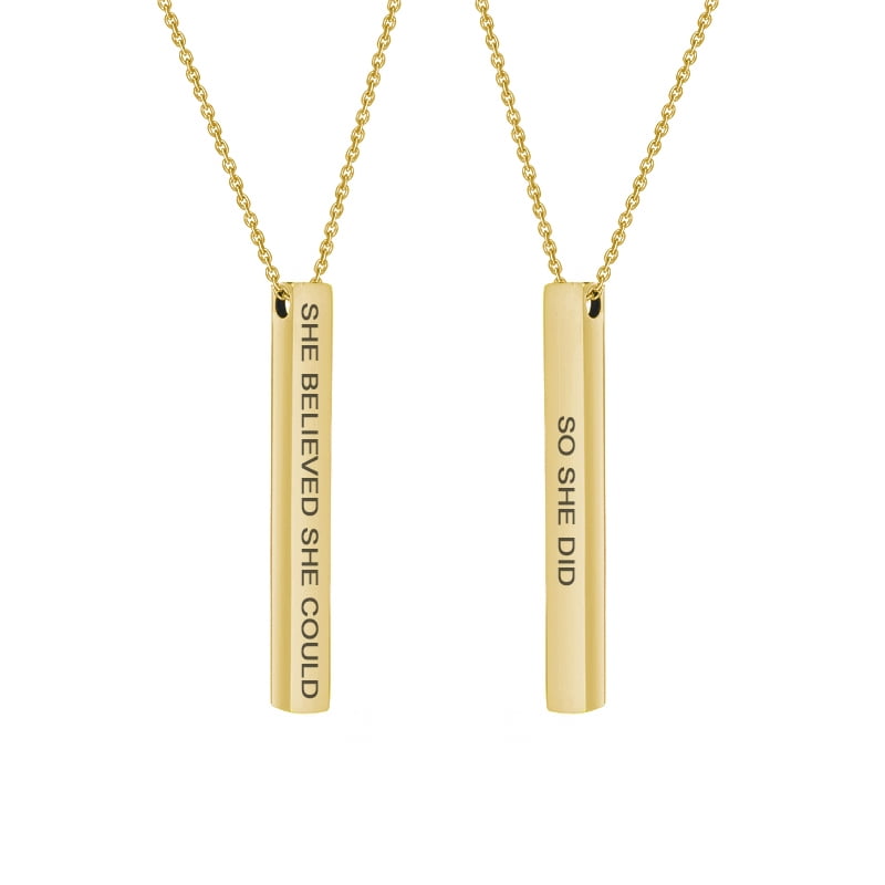 Anavia Motivational 4-Sides Bar Necklace Stainless Stee Mother's Day Gift for Mom Inspirational Jewelry Gift for Mom 18"Cable Chain with Gift Box [Gold - She Believed She Could So She Did]