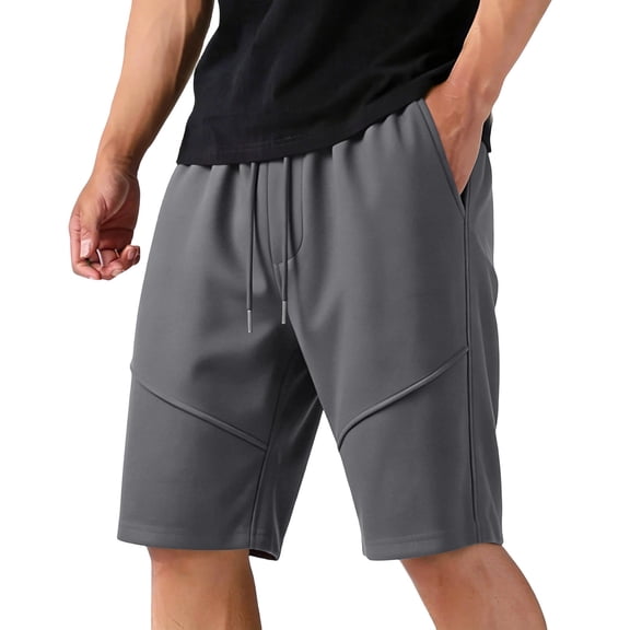 Gfyviroh Sweat Shorts for Men Cozy Solid Drawstring Lightweight Casual Shorts Pockets Summer Athleisure Shorts
