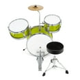 thumbnail image 4 of Ashthorpe 3-Piece Complete Junior Drum Set - Beginner Kit with Drummer's Throne - Green, 4 of 8