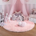 thumbnail image 5 of Vett (blue-violet tie-dye-ROUND 100x100cm)White Fluffy Round Rug Carpets for Living Room Soft Teen Girls Room Rug Nursery Bedroom Kid Furry Mat Pl, 5 of 5
