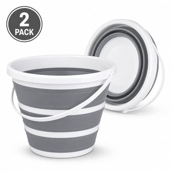 2 pack Collapsible Buckets, 2.6 Gallon (10L) Cleaning Bucket Mop Buckets for Household, Collapsible Bucket with Handle, Essential for RV, Garden Cleaning, Car Washing, Fishing, Easy Storage